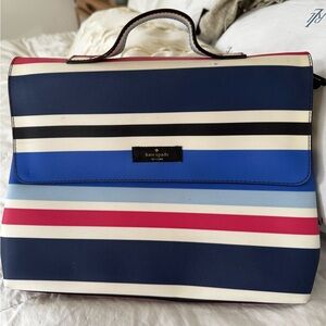 Kate Spade Blue and Red Cosmetic/Travel Bag with Stripes